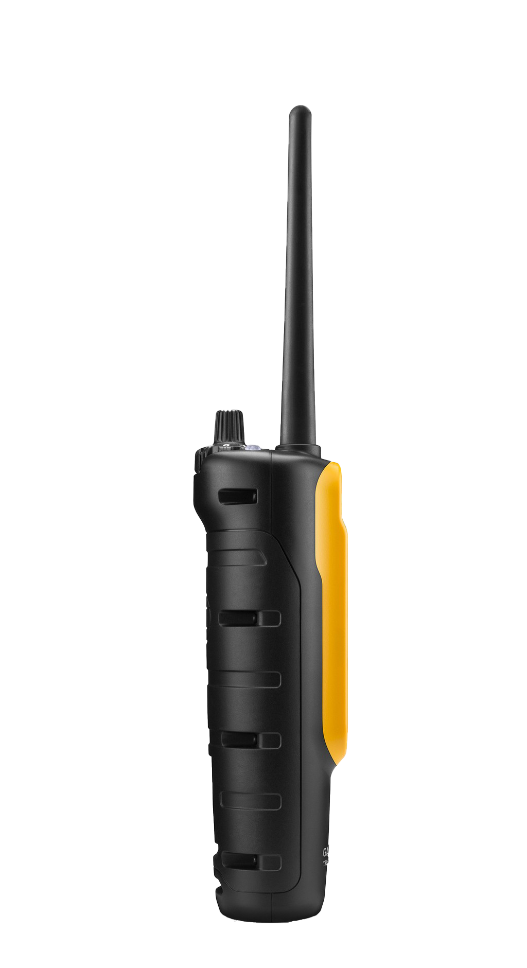 Garmin PRO Trashbreaker handheld remote trainer, black body with yellow side panel.