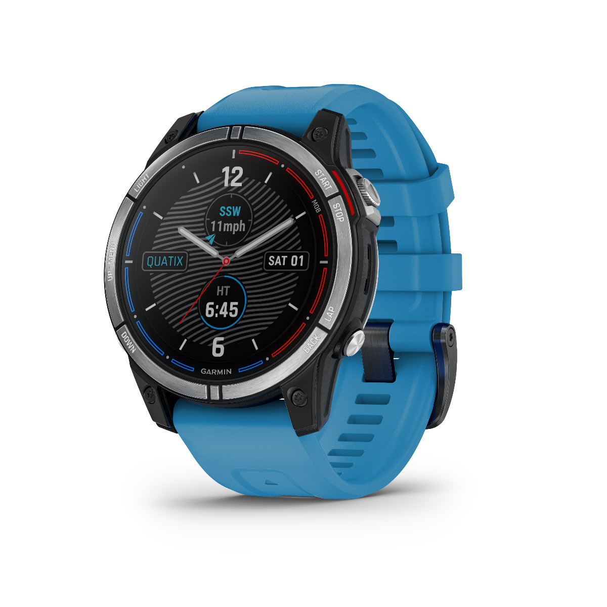 Garmin Quatix 7 Standard Edition marine GPS smartwatch with blue silicone strap