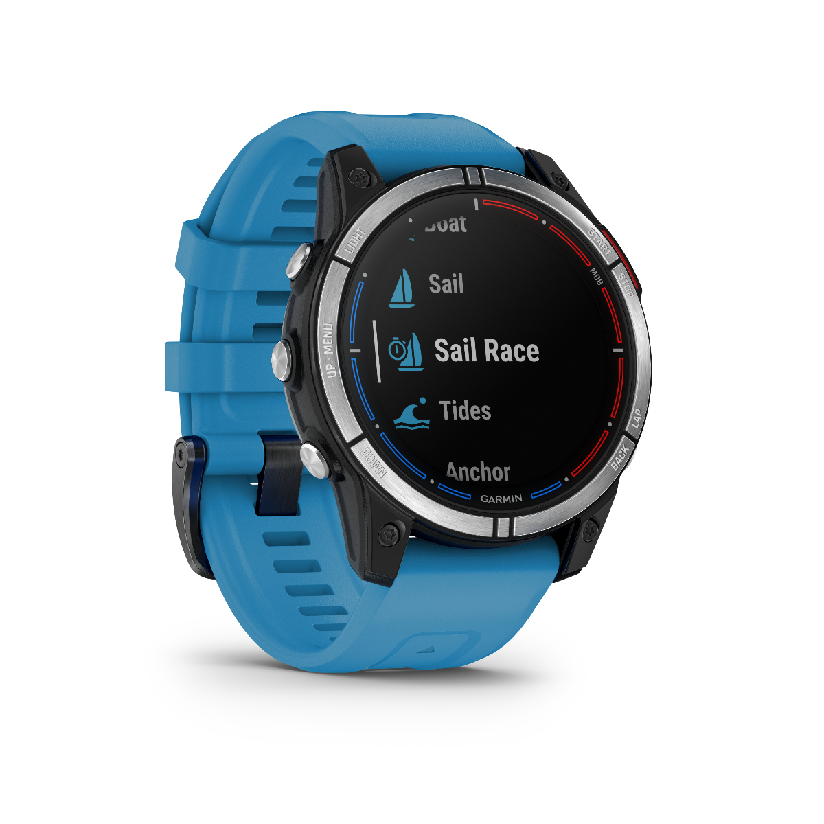 Garmin Quatix 7 marine GPS smartwatch with blue silicone strap