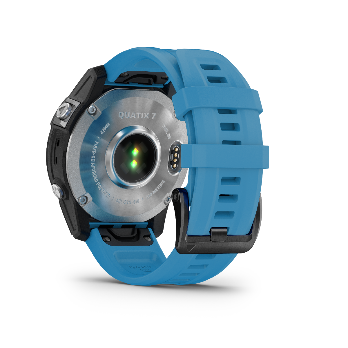 Garmin Quatix 7 Standard Edition marine GPS smartwatch with blue silicone strap