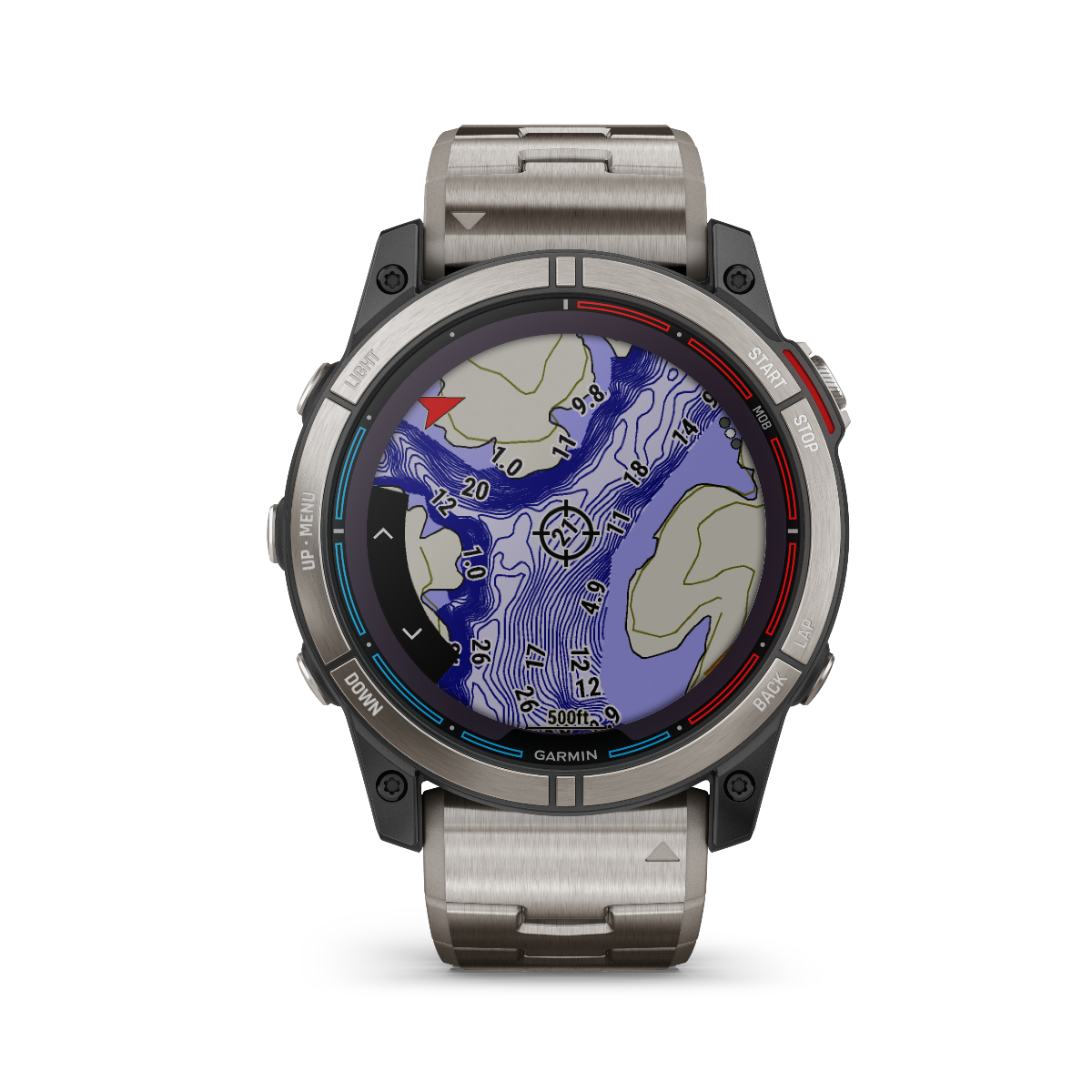 Garmin Quatix 7x Solar Edition marine GPS smartwatch with stainless steel band and nautical map display