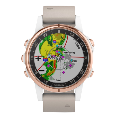 Garmin D2 Delta S Aviator, Beige Leather Band, GPS Smartwatch for Pilots (010-01987-30) by Garmin