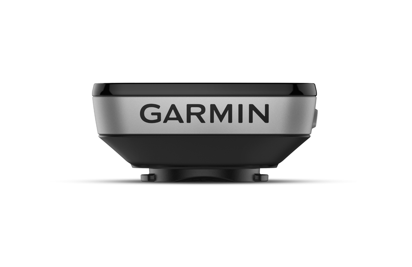 Garmin Edge 820 cycling computer, silver body with black top bezel, GARMIN logo visible side view for cyclists