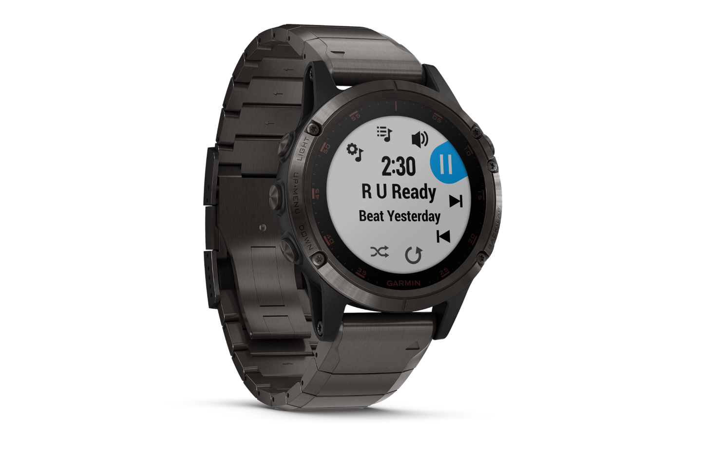 Garmin Fenix 5 Plus smartwatch, silver case with black band