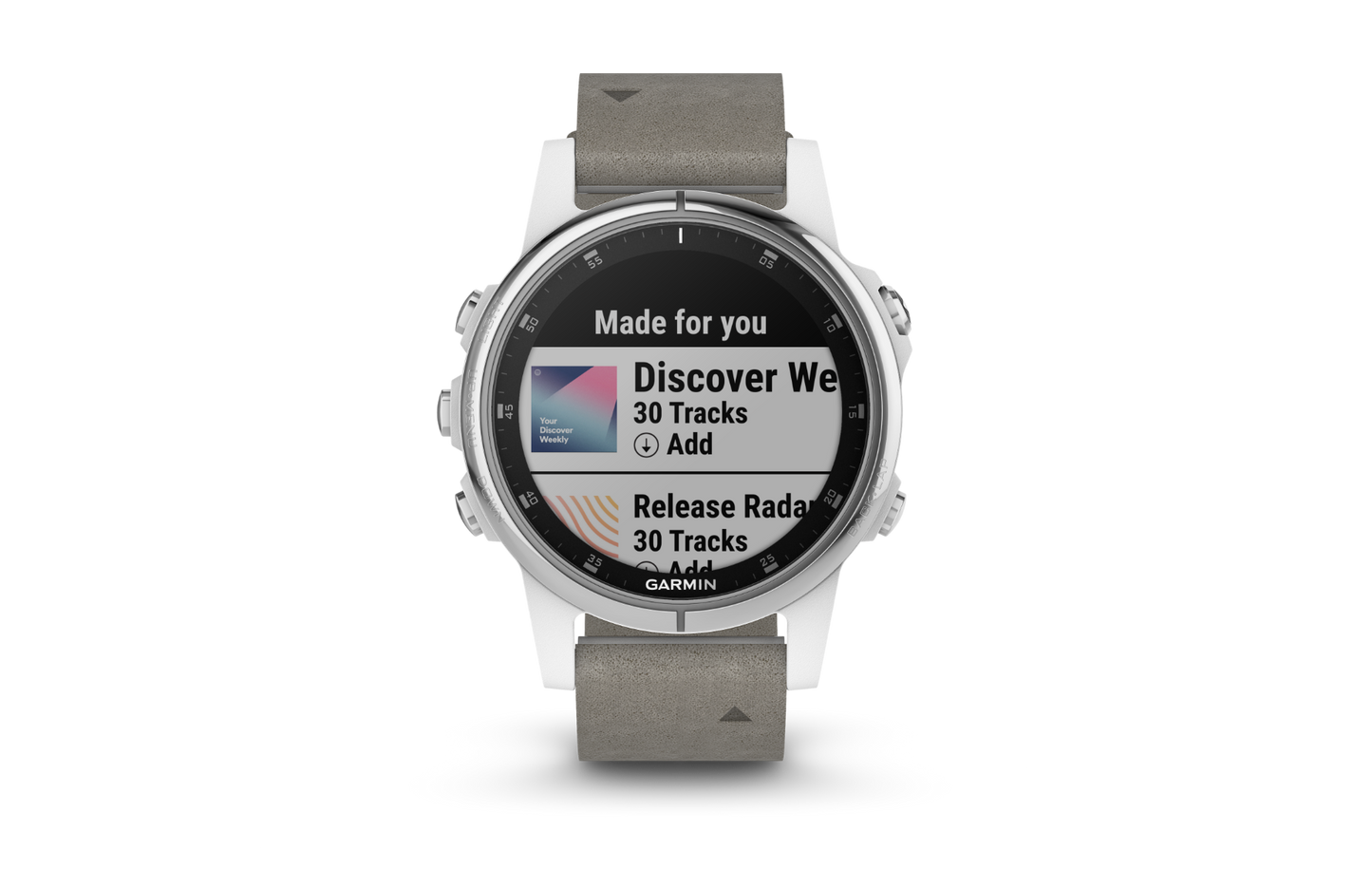Garmin Fenix 5S Plus Sapphire White w/ Gray Suede (010-01987-04) by Garmin