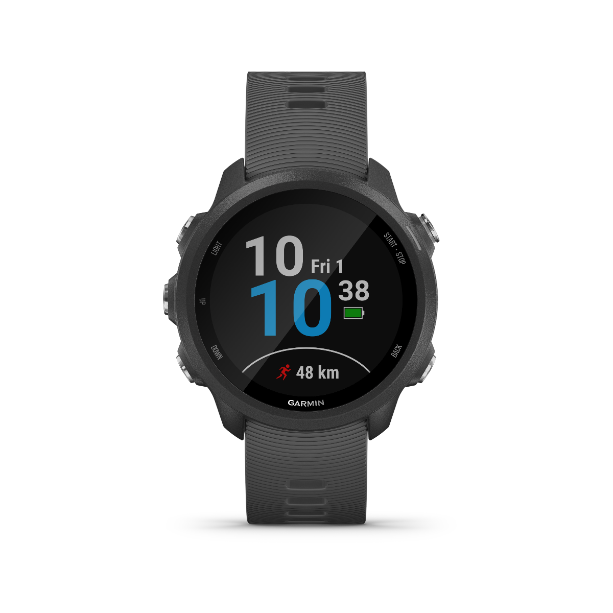 Garmin Forerunner 245 slate premium GPS smartwatch for runners with gray strap, model 010-02120-00 by Garmin
