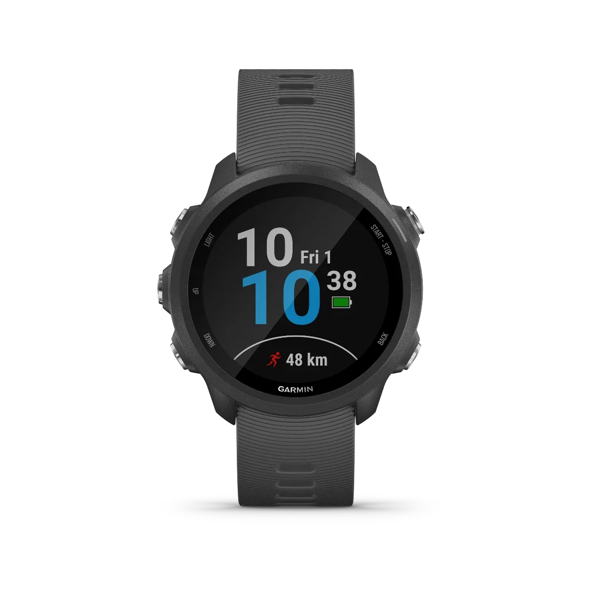 Garmin Forerunner 245 slate premium GPS smartwatch for runners with gray strap, model 010-02120-00 by Garmin