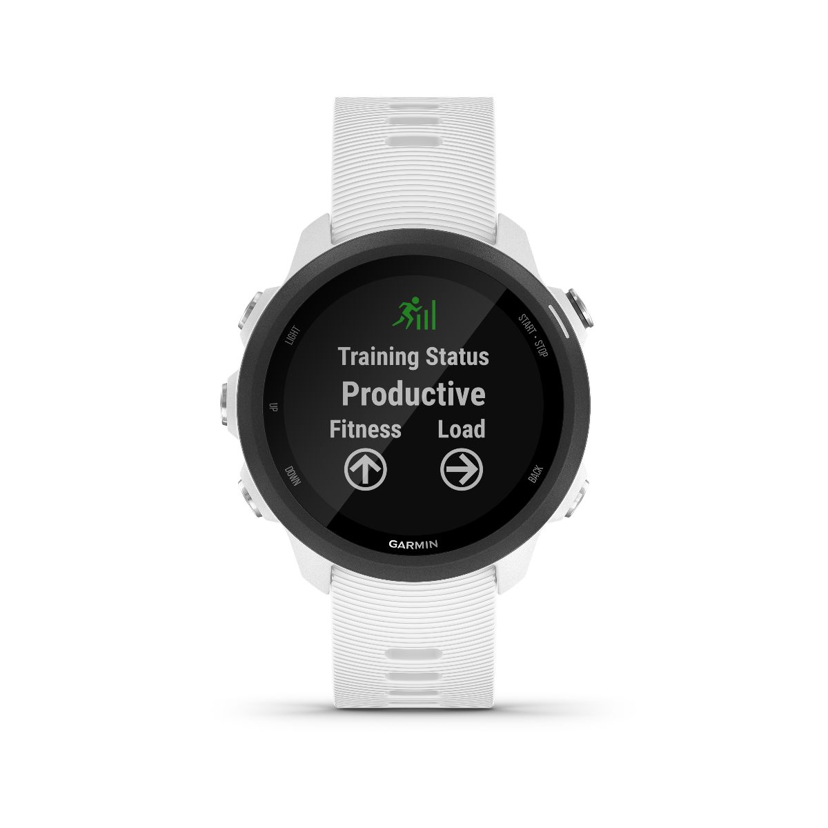 Garmin Forerunner 245 Music smartwatch, white band, premium GPS fitness watch for runners