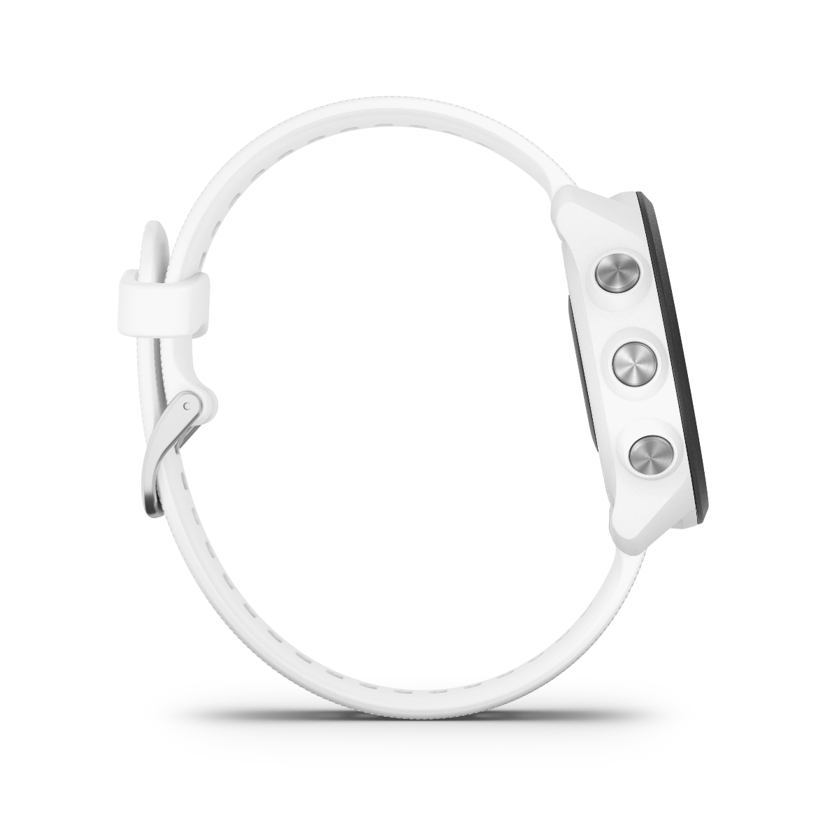 Garmin Forerunner 245 Music white smartwatch with metal side buttons and white band