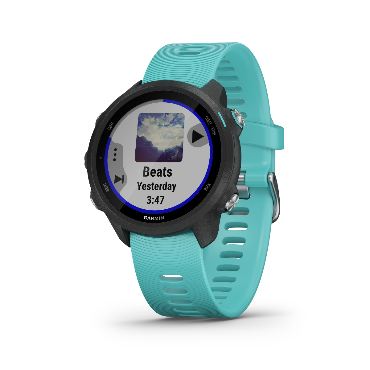 Garmin Forerunner 245 Music smart watch with aqua silicone band