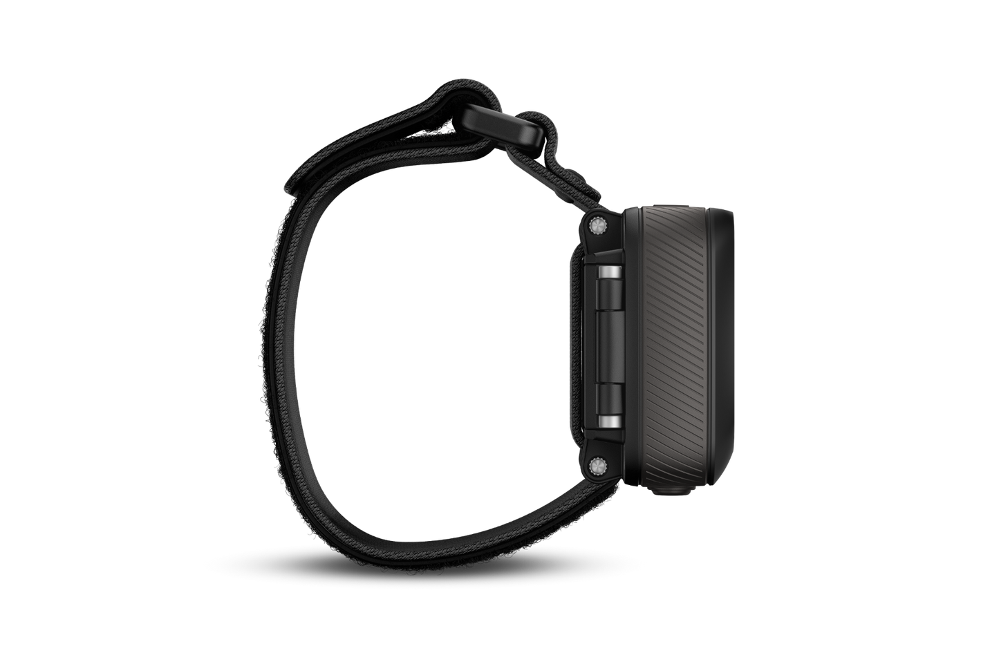 Garmin Foretrex 601 rugged black smartwatch with textured bezel side view