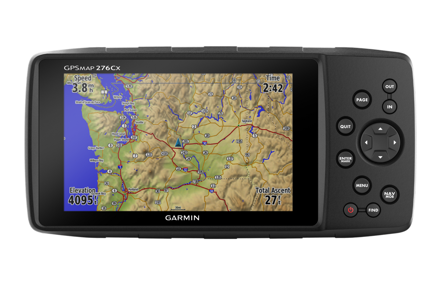 Garmin GPSMAP 276Cx handheld GPS navigation device with map display in black