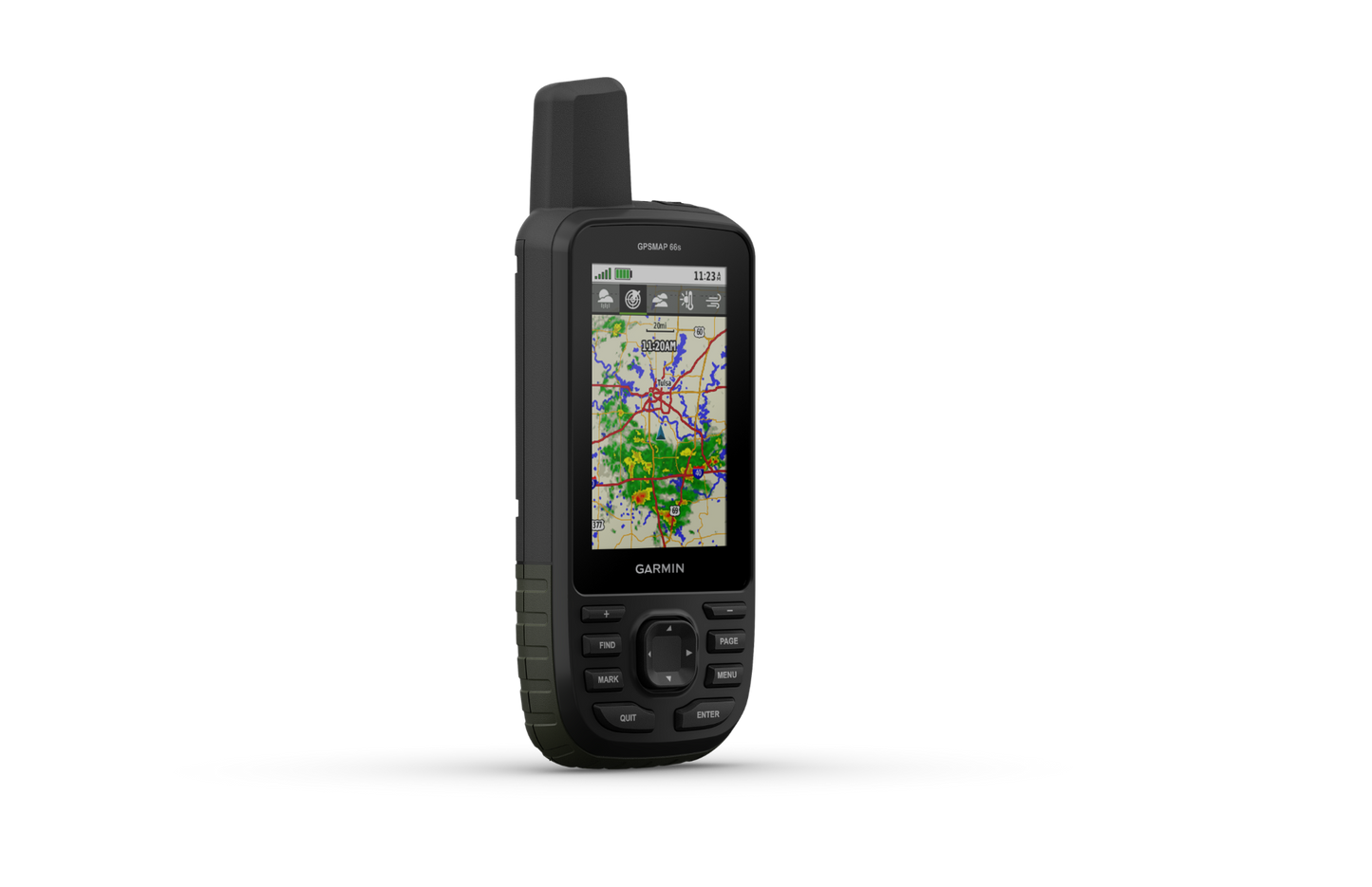 Garmin GPSMAP 66s handheld GPS with multisatellite sensors, black rugged body and map display