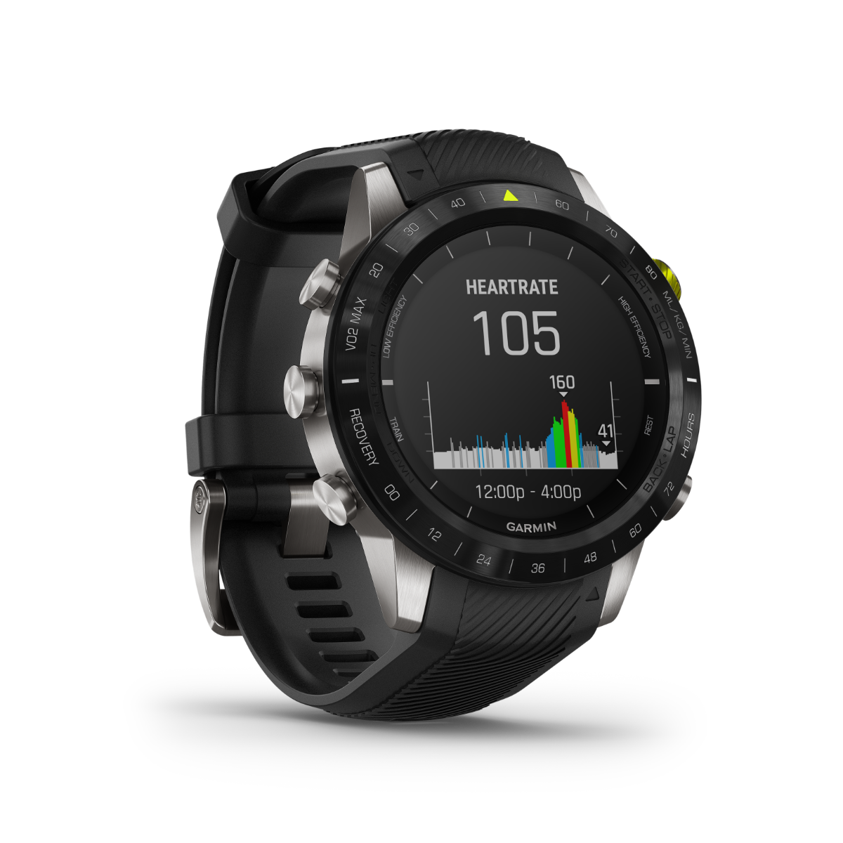 Garmin MARQ Athlete men's luxury GPS smartwatch, certified refurbished, black silicone band with stainless steel bezel