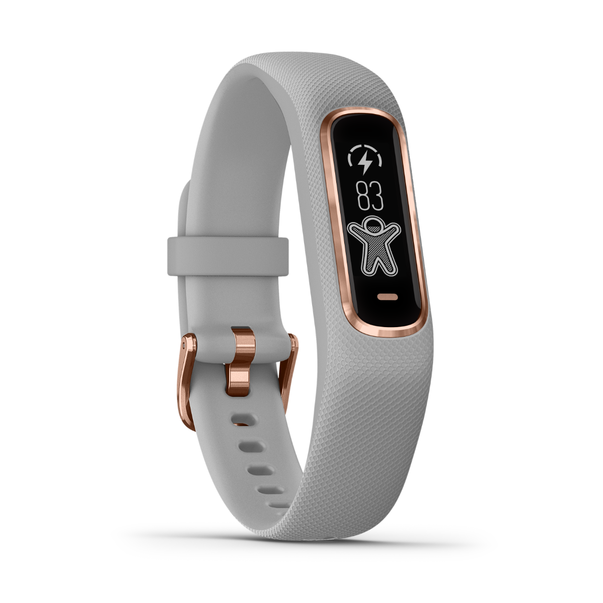 Garmin Vivosmart 4 rose gold hardware on light gray band