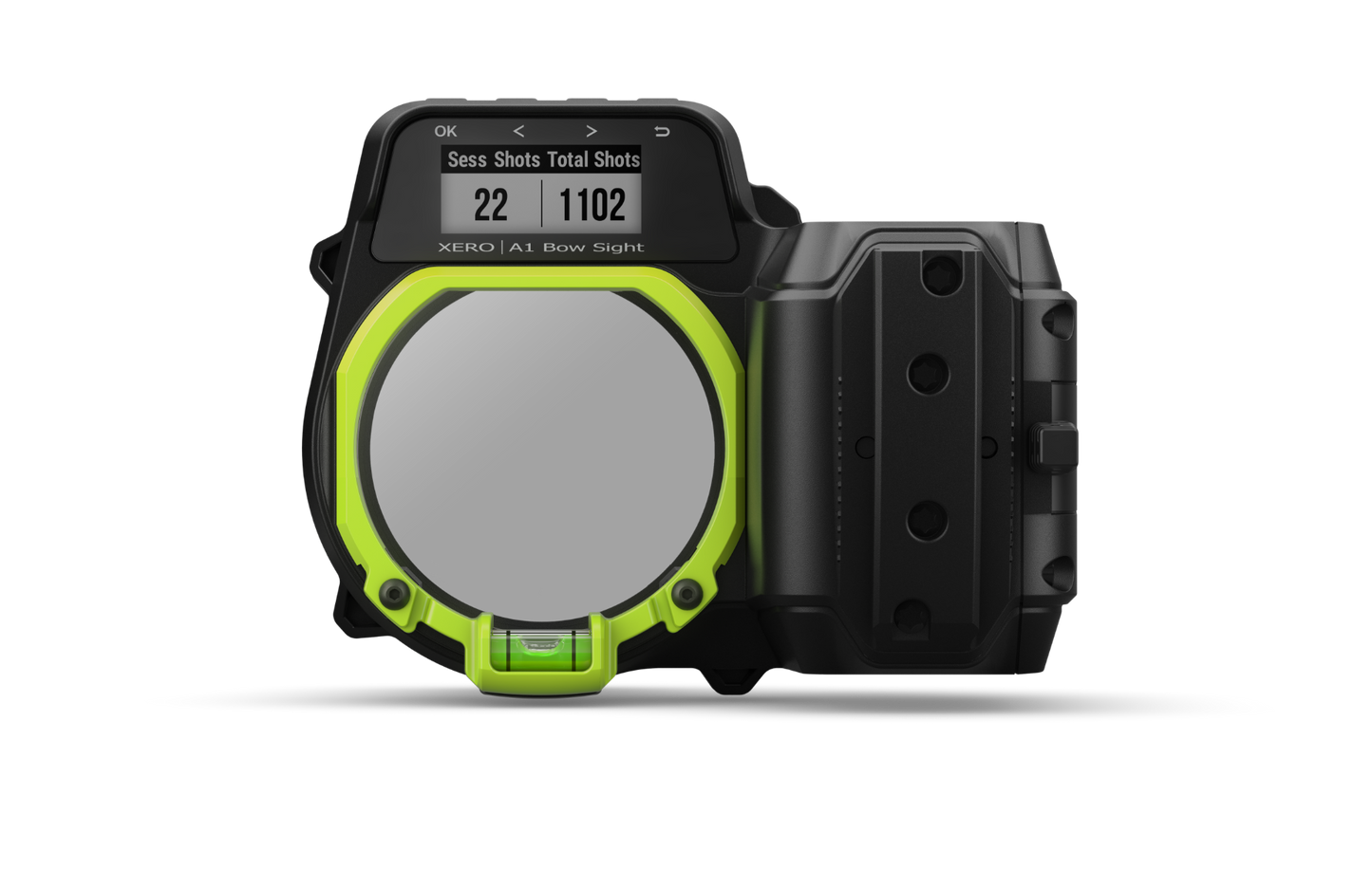 Garmin Xero Left-Handed A1 Bow Sight (010-01781-01) with lime-green ring and digital display