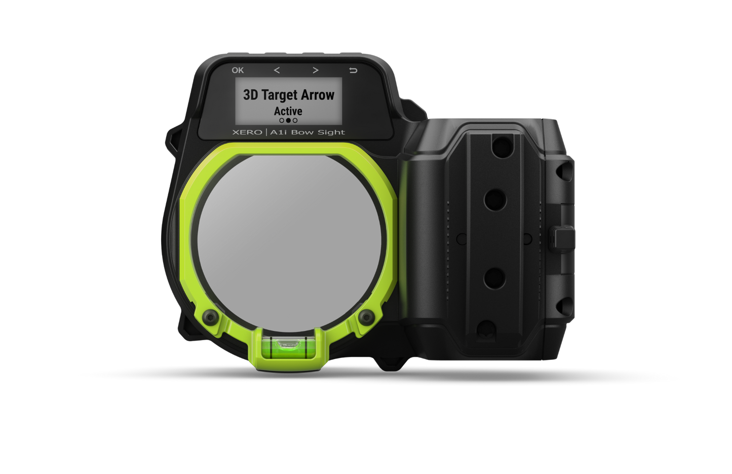 Garmin Xero A1i Bow Sight for left-handed shooters with neon-green ring and digital display