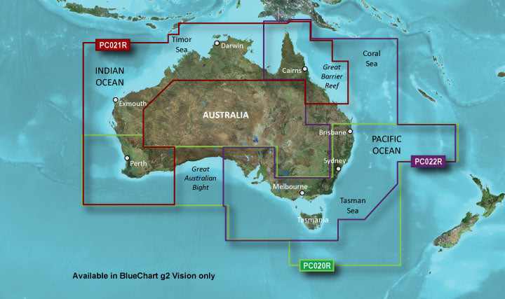 Garmin BlueChart G2 Vision East Coast Australia map card 010-C0756-00 with detailed regional outlines