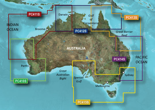 Garmin Australia BlueChart g3 coastal map card, Port Stephens to Fowlers Bay, microSD/SD HXPC415S (010-C0873-20)
