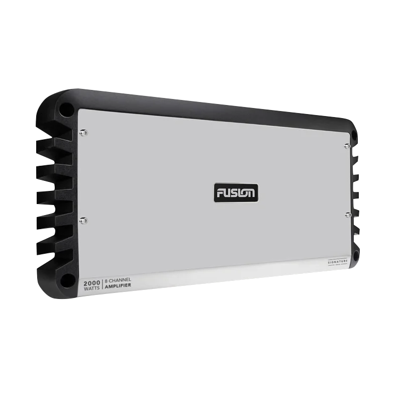 Garmin Fusion Signature Series 8-Channel 2000-Watt marine amplifier with silver chassis