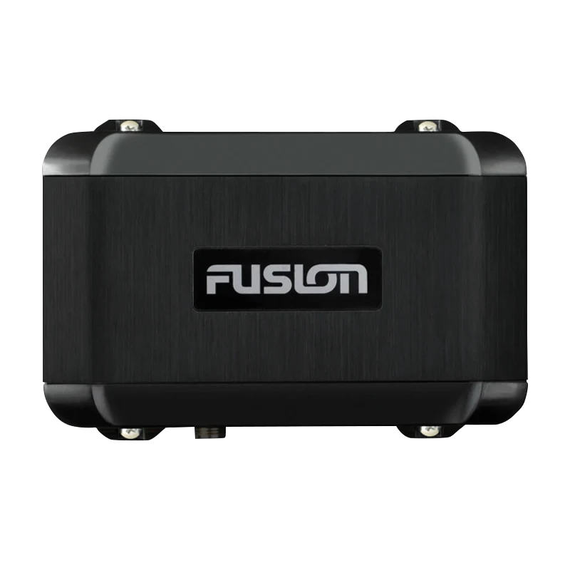 Garmin Fusion BB100 Black Box marine audio component with Fusion logo