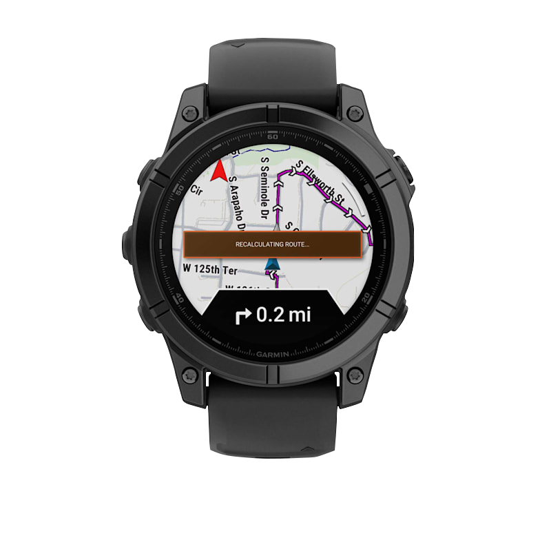Garmin Fenix E smartwatch, 47 mm AMOLED, slate-gray steel bezel with black silicone band