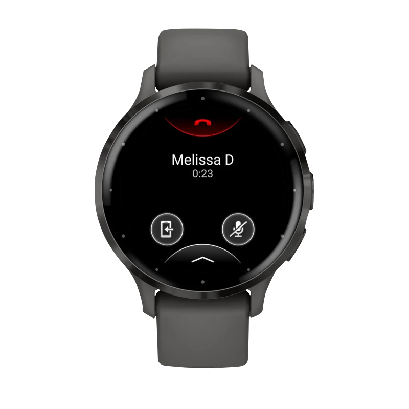 Garmin Venu 3S smartwatch, 41 mm slate stainless steel bezel with pebble gray silicone band.