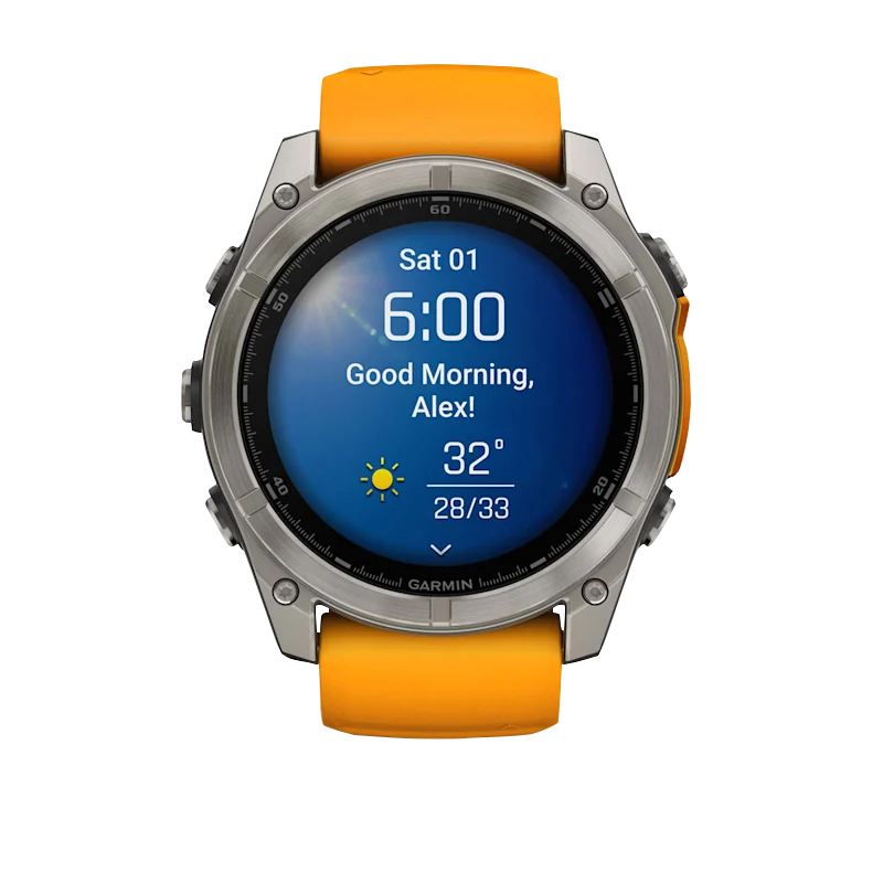 Garmin Fenix 8, 51 mm AMOLED Sapphire, Titanium with Spark Orange/Graphite Silicone Band (010-02905-10) by Garmin