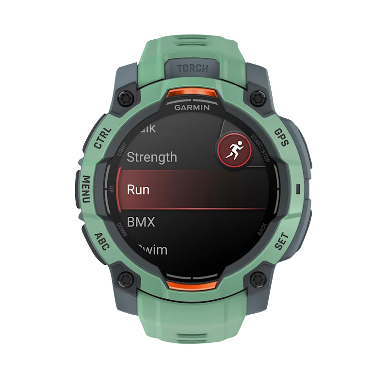 Garmin Instinct 3 AMOLED smartwatch, 45mm Neo Tropic with mint-green Neo Tropic band (010-02936-01)