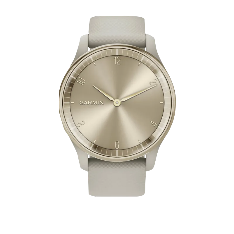 Garmin Vívomove Trend Cream Gold Stainless Steel Bezel with French Gray Case and Silicone Band (Garmin Certified Refurbished) by Garmin