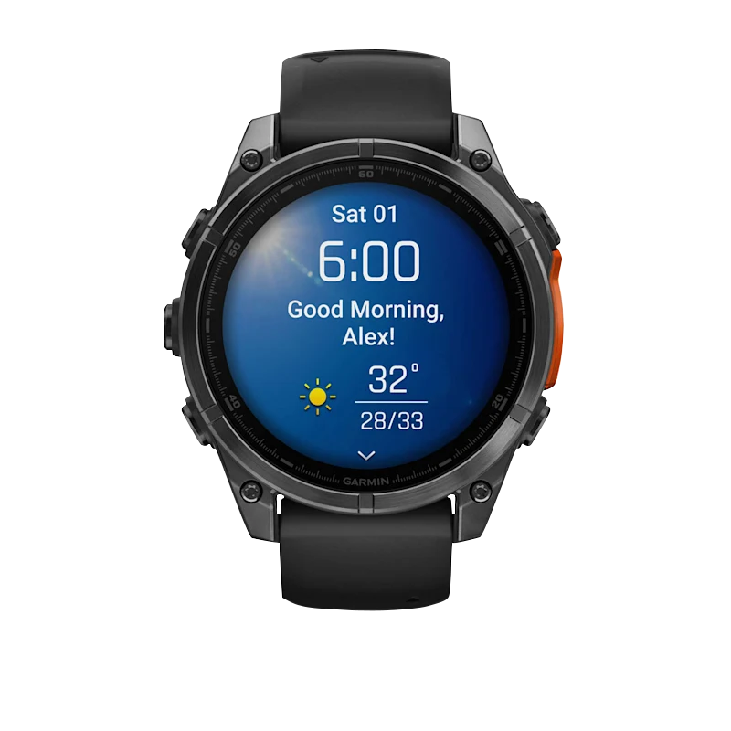 Garmin Fenix 8 smartwatch, 51 mm AMOLED, slate gray case with black silicone band