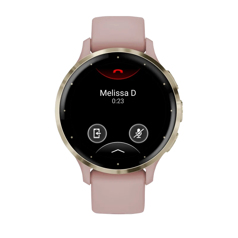 Garmin Venu 3S smartwatch, 41 mm soft gold stainless steel bezel with dust rose case and silicone band