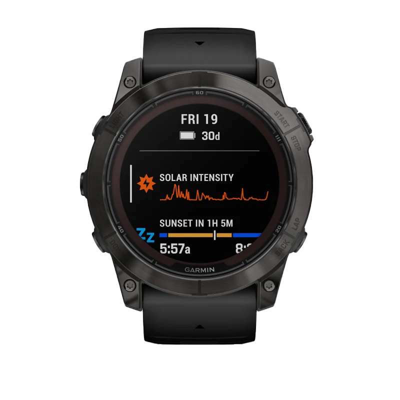 Garmin Fenix 7X Pro Sapphire Solar watch, carbon gray titanium case with black band (010-02778-10)