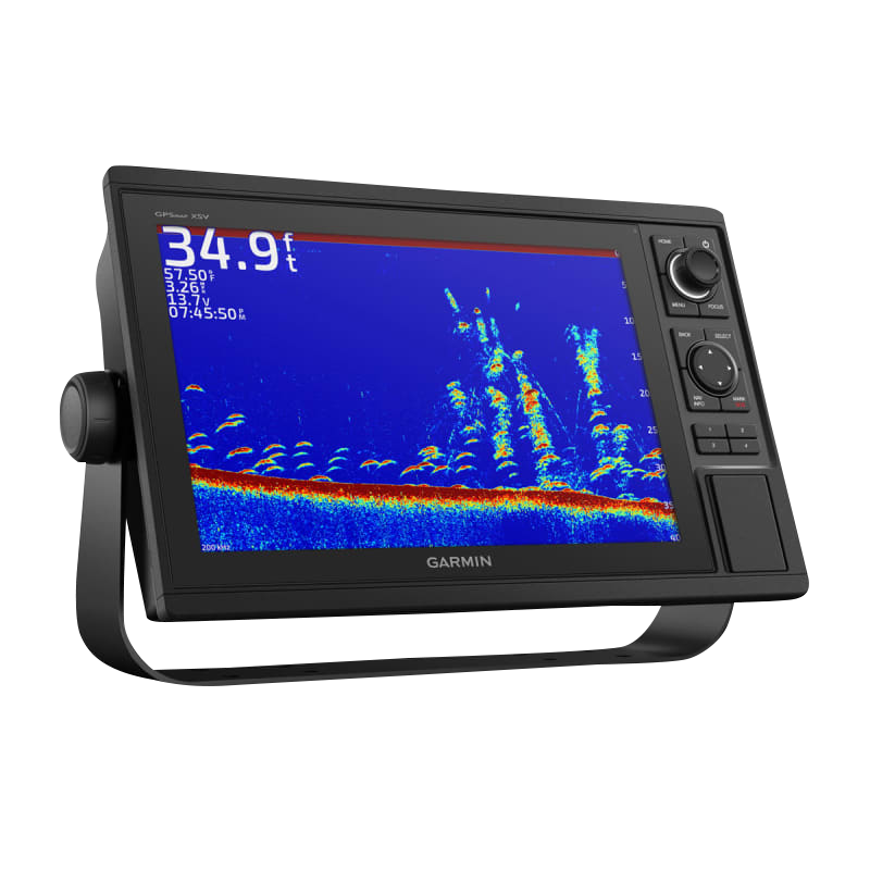 Garmin GPSMAP 1242xsv marine chartplotter without transducer on black stand