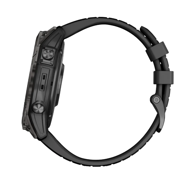 Garmin Fenix 7X Pro Sapphire Solar smartwatch with Carbon Gray Titanium case and black band