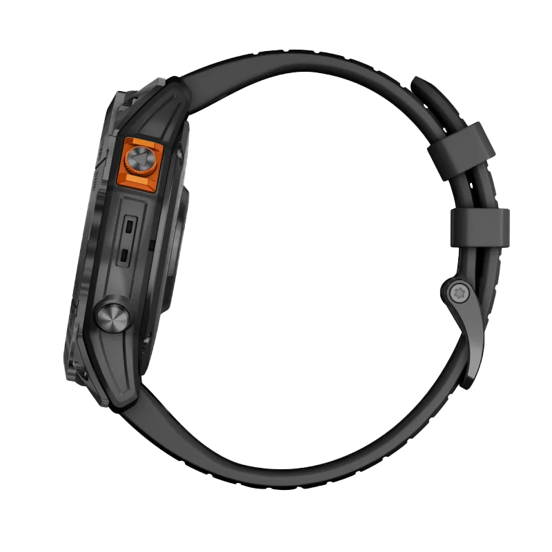 Garmin Fenix 7X Pro Solar smartwatch in slate gray with black band