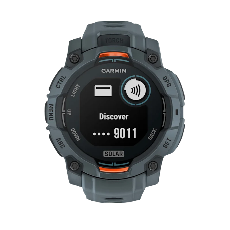 Garmin Instinct 3 Solar smartwatch, 45mm Twilight case with Twilight Band, rugged gray with orange accents