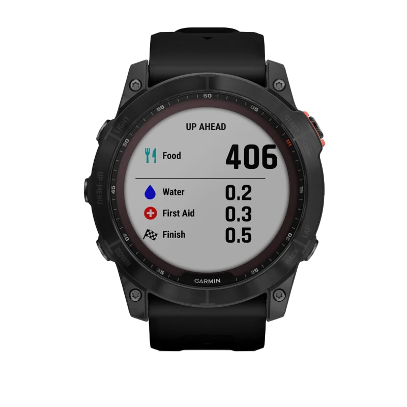 Garmin Fenix 7X Solar smartwatch, slate grey case with black band, certified refurbished