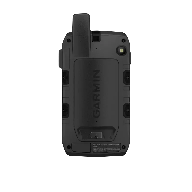 Garmin Montana 700i handheld GPS with InReach, rugged black back view