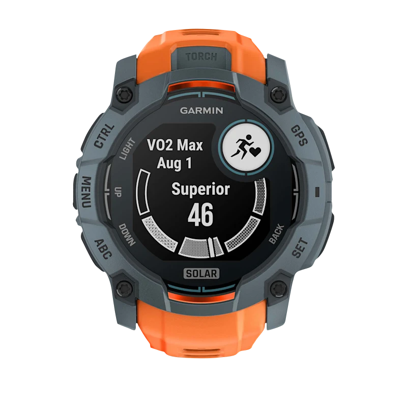 Garmin Instinct 3 Solar smartwatch, 50mm Twilight with orange Solstice Band