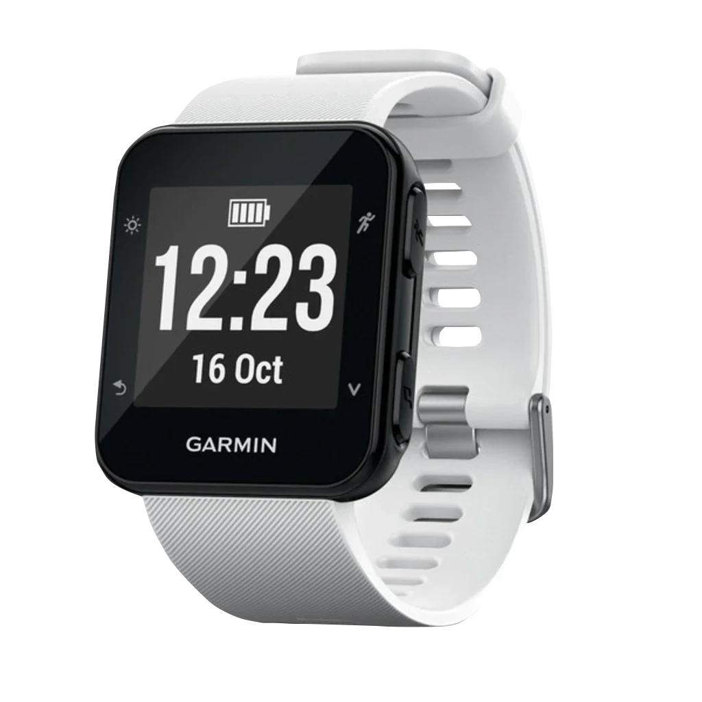 Garmin Forerunner 35 white smartwatch with black display and white band