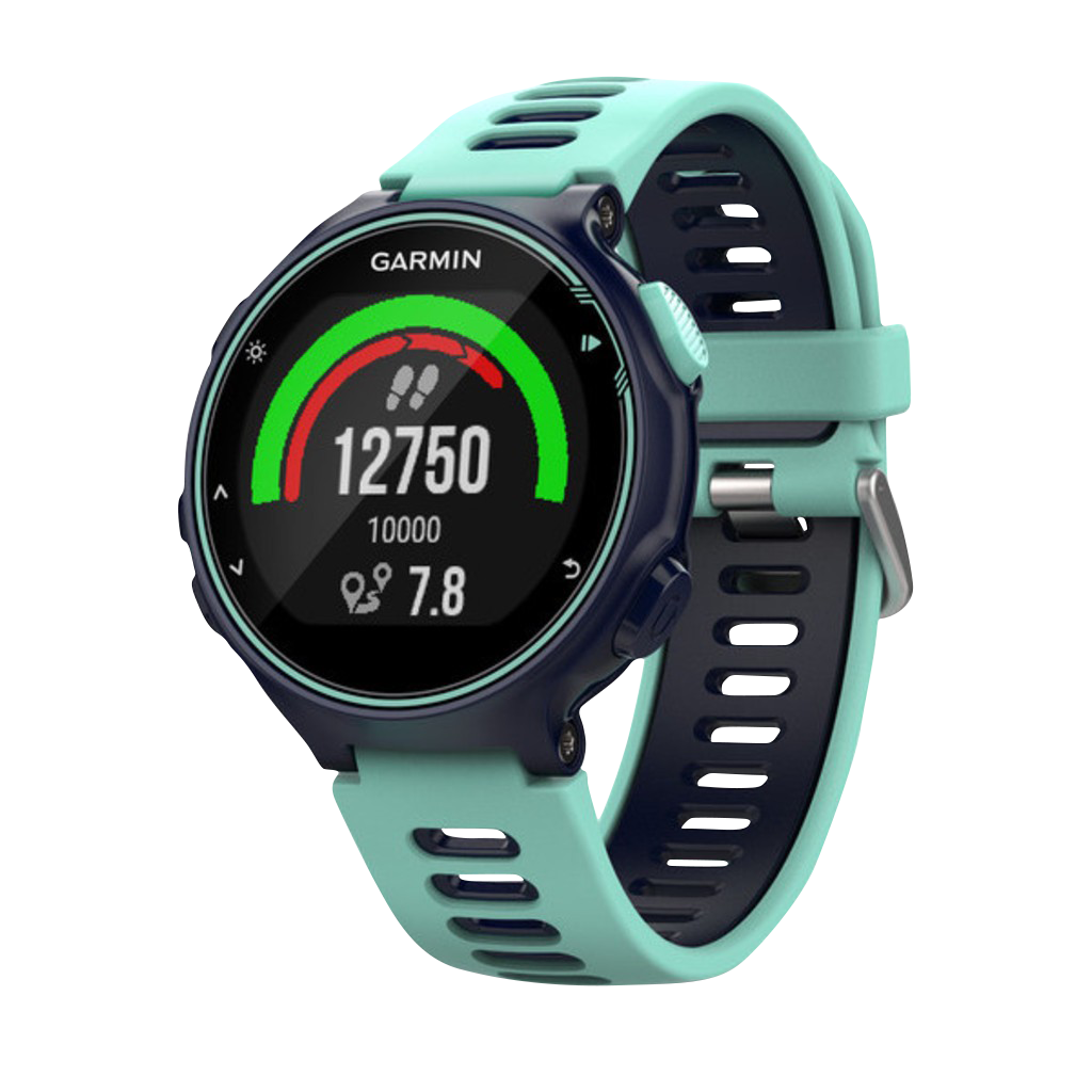 Garmin Forerunner 735XT smartwatch, certified refurbished, teal band with navy case