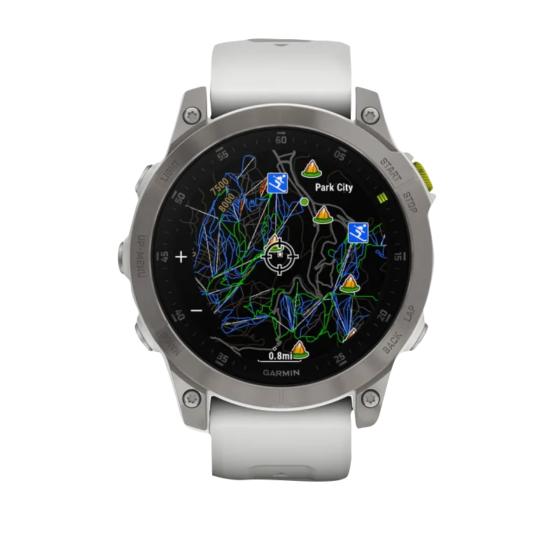 Garmin Epix Gen 2 Sapphire 47mm smartwatch with map display and white band