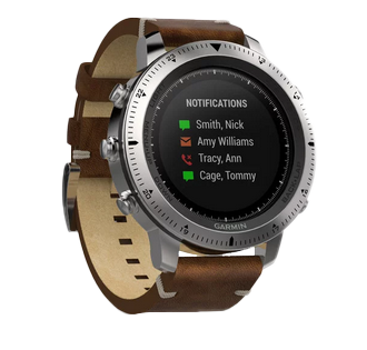 Garmin Fenix Chronos smartwatch with brown leather band, GPS, certified refurbished