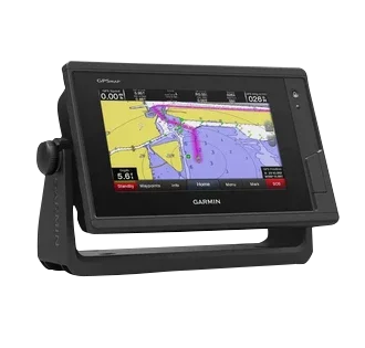 Garmin GPSMAP 722 marine chartplotter with color display on black mounting bracket