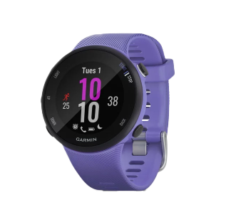 Garmin Forerunner 45S Iris smart watch with purple silicone strap