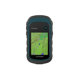 Garmin eTrex 22x GPS navigation device in teal and black, rugged handheld with maps