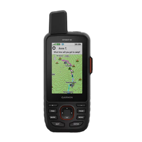 Garmin GPSMAP 66i handheld GPS navigation device in black with color map display.