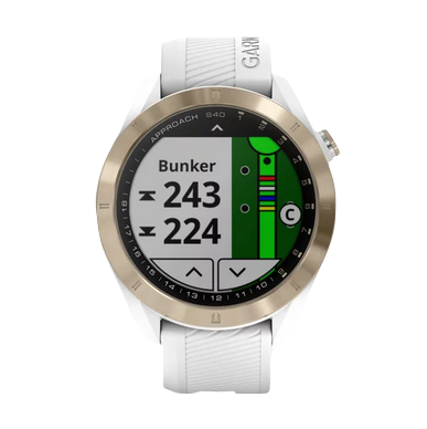 Garmin Approach S40, Gold w/ White Band, Golf GPS Smartwatch & Rangefinder (010-02140-02) by Garmin
