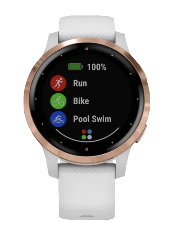 Garmin Vivoactive 4S smartwatch in rose gold with white band (010-02172-21)